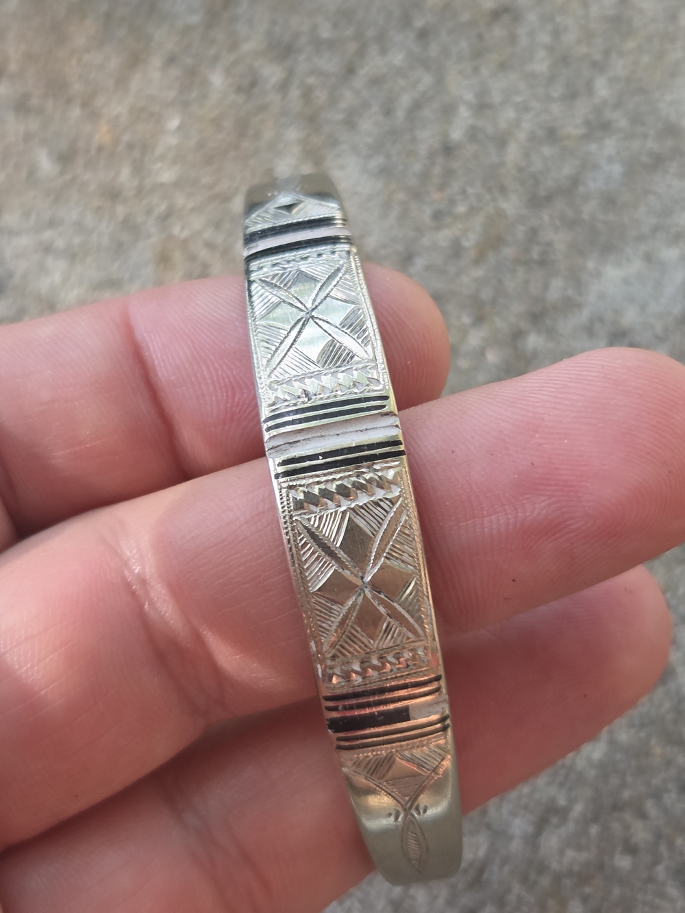 Sterling Silver Engraved Women’s Cuff Bracelet - Silver